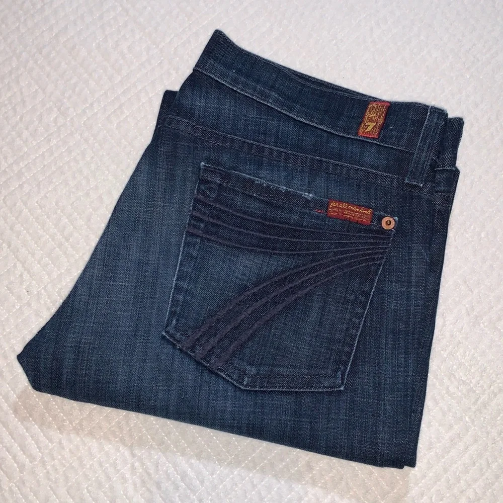 7 for All Mankind 7FAM Dojo Crop Jeans, Dark Wash Denim, Wide Leg, Size 29 - Picture 1 of 16